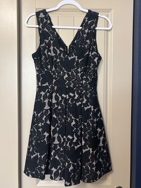 She + Sky Black Lace Fit-and-Flare Mini Dress